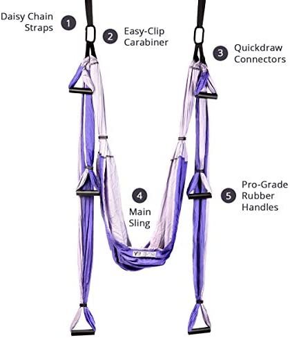 YOGABODY Yoga Trapeze Pro – Yoga Inversion Swing with Free Video Series and Pose Chart, Purple - Image 4