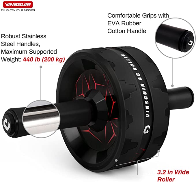 Vinsguir Ab Roller Wheel, Abs Workout Equipment for Abdominal & Core Strength Training, Exercise Wheels for Home Gym Fitness, Ab Machine with Knee Pad Accessories - Image 2