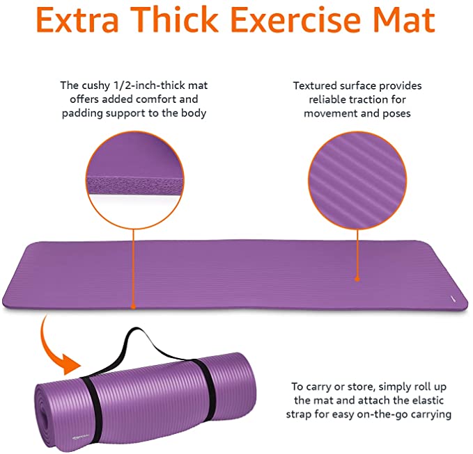 Amazon Basics 1/2-Inch Extra Thick Exercise Yoga Mat - Image 3