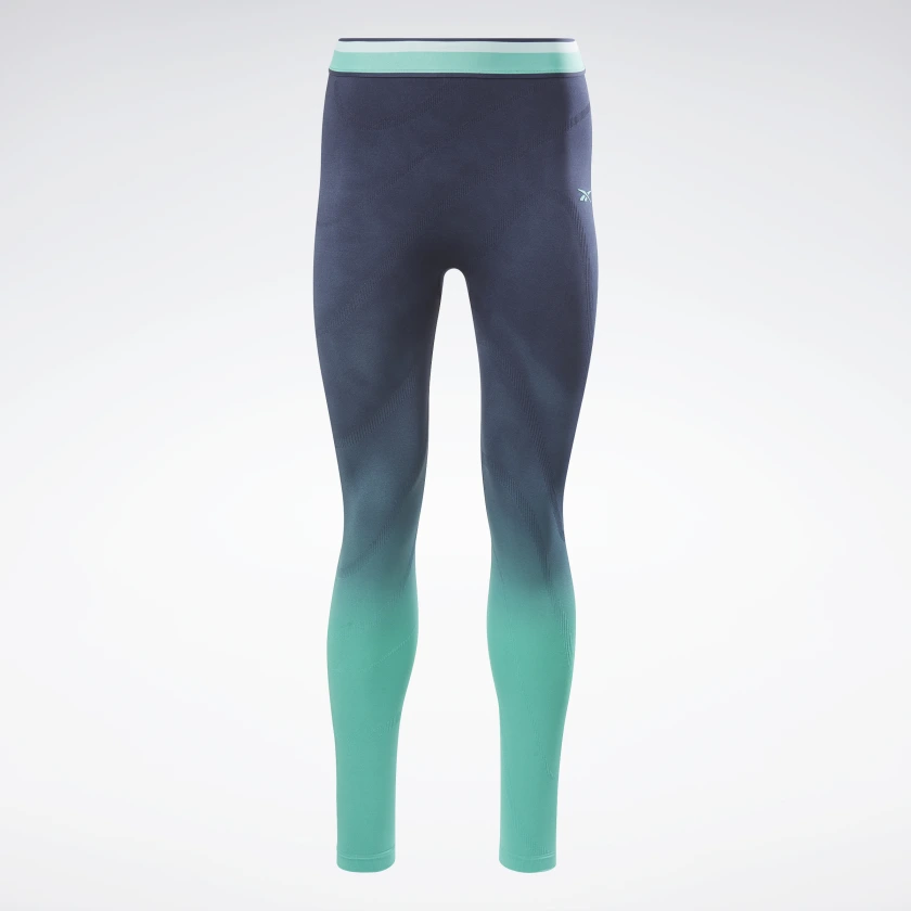 Reebok Women's United By Fitness Seamless High Rise Leggings in Vector Navy/Future Teal Size M - Training Clothing - Image 4