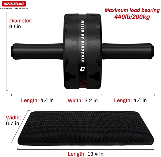 Vinsguir Ab Roller Wheel, Abs Workout Equipment for Abdominal & Core Strength Training, Exercise Wheels for Home Gym Fitness, Ab Machine with Knee Pad Accessories - Image 6