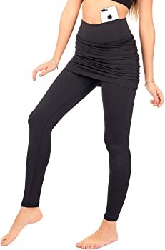 DEAR SPARKLE Skirted Leggings for Women | Yoga Tennis Golf Pants with Gathered Skirt Pockets + Plus Size (S10) - Image 4