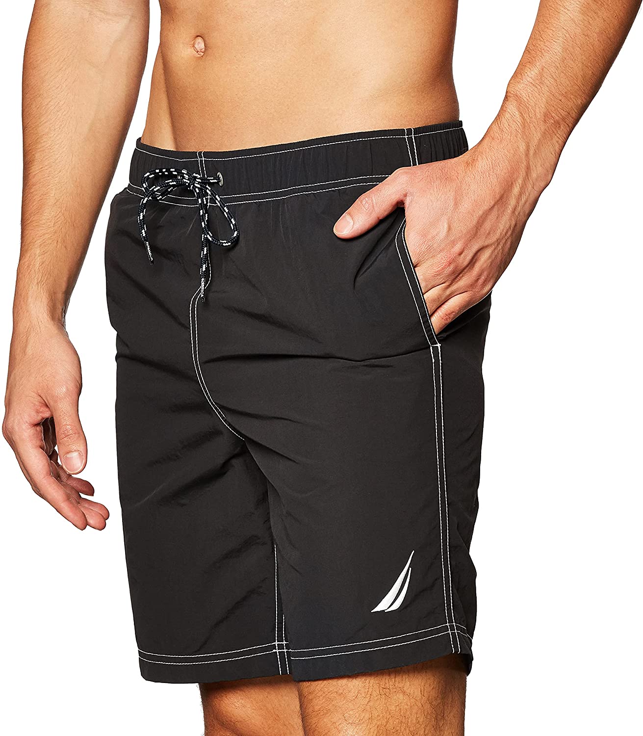 Nautica Men's Standard Solid Quick Dry Classic Logo Swim-Trunk - Image 3