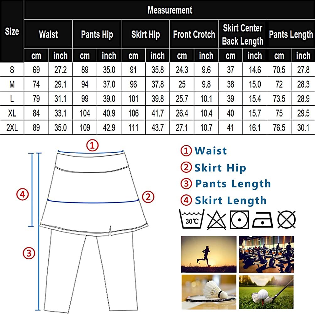 COOrun Women Capri Leggings with Skirt Lightweight Active Skirts with Pants Golf Tennis Workout Skirted Leggings - Image 6