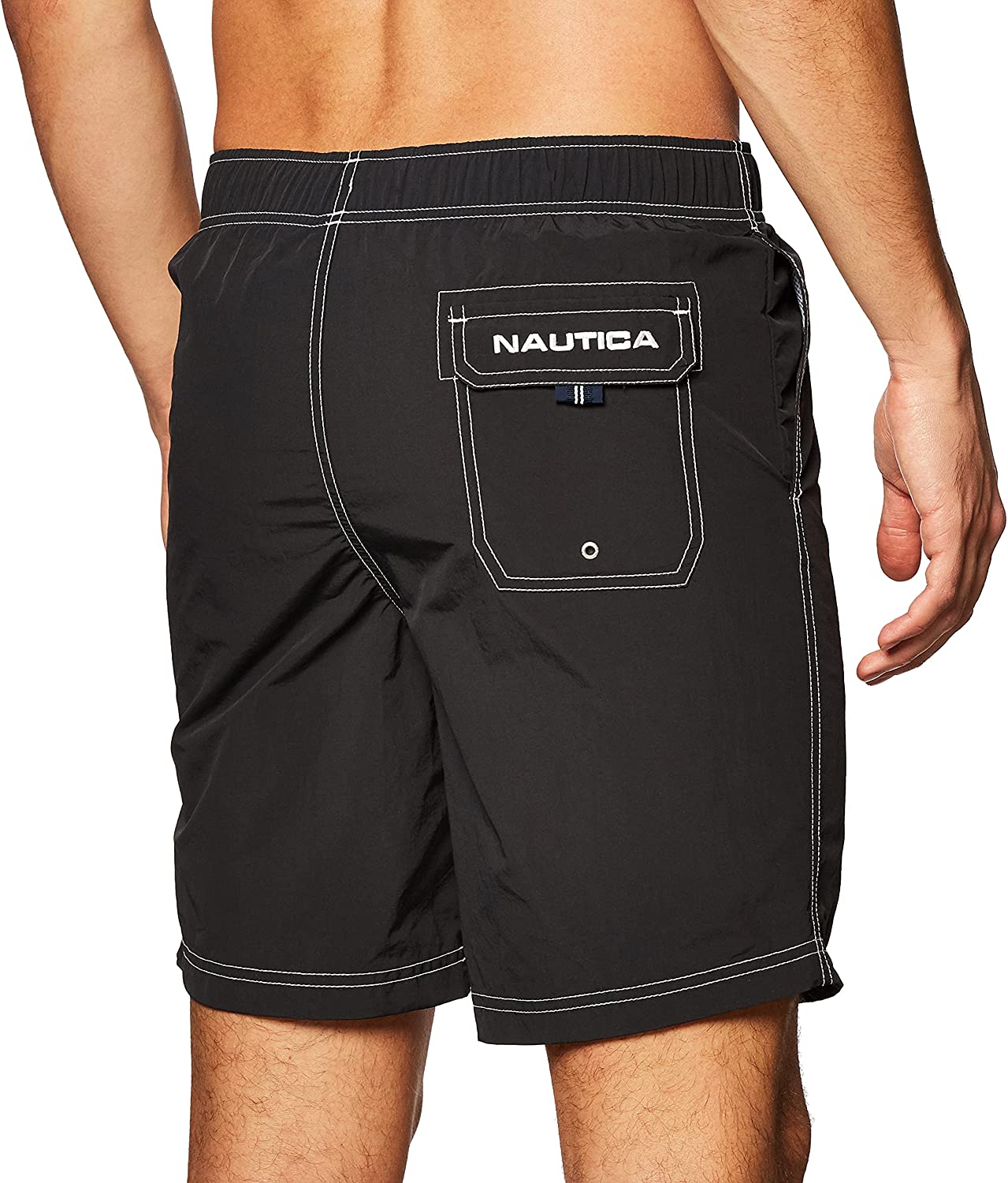 Nautica Men's Standard Solid Quick Dry Classic Logo Swim-Trunk - Image 2