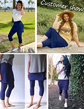 COOrun Women Capri Leggings with Skirt Lightweight Active Skirts with Pants Golf Tennis Workout Skirted Leggings - Image 3