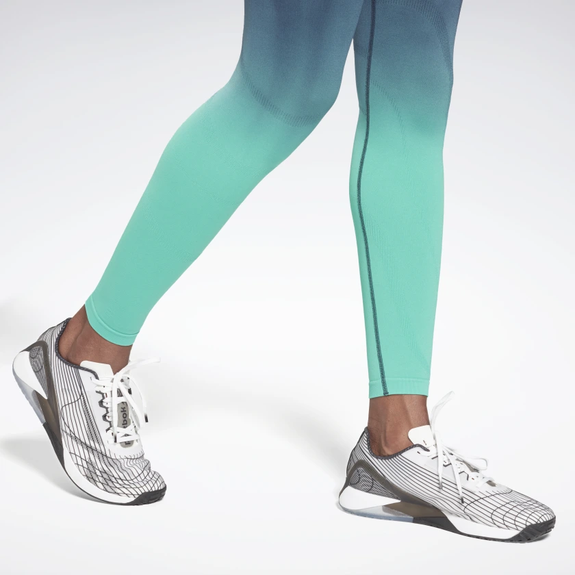 Reebok Women's United By Fitness Seamless High Rise Leggings in Vector Navy/Future Teal Size M - Training Clothing - Image 3