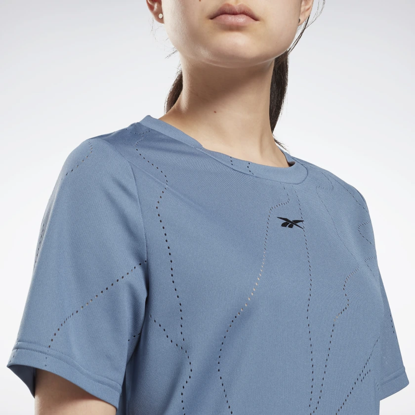 Reebok Women's United By Fitness Perforated T-Shirt in Blue Slate Size S - Training Clothing - Image 5