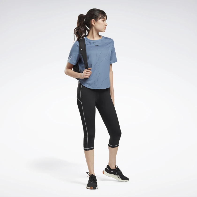 Reebok Women's United By Fitness Perforated T-Shirt in Blue Slate Size S - Training Clothing - Image 2
